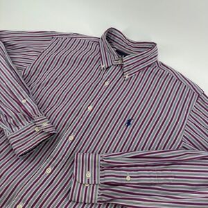 Ralph Lauren Classic Fit Striped Button Down Shirt Mens 15.5 M Purple Blue Multi